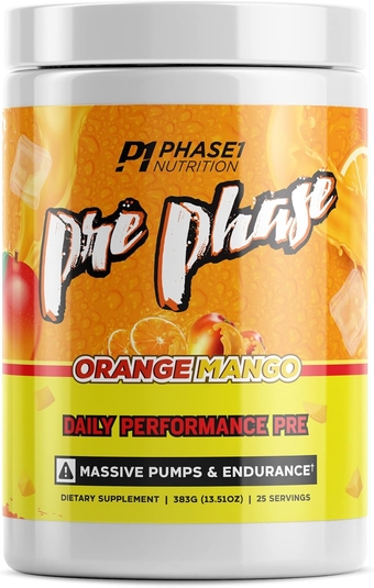 Pre  Daily Driver Orange Mango Pre Workout with 325mg Caffeine, Vitamin B12, Beta Alanine | Preworkout for Energy, Weight & Strength Training, Endurance and Pump -  1