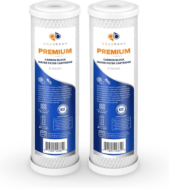 Premium Carbon Water Filter Replacement - 5 Micron Water Filter 10 x 2.5 - CTO Water Filters - Whole House Water Filter Cartridge Compatible with FC15, WFPFC8002, HF-360A, WHA2BF5, 2 Pack