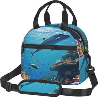 Insulated Lunch Bag Ocean Sea Seabed Coral Fish Lunch Box for Women Men Reusable Leakproof Cooler Bag for Office Travel Picnic