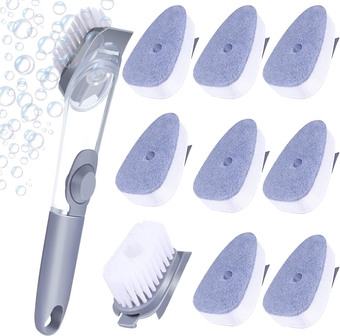 10 Pcs Dish Brush with Soap Dispenser Dish Wand Refills Sponge Heads Dish Scrubber with Handle Dish Cleaner Dish Cleaning Tools Replacement Sponge Heads Set for Kitchen Toilet Bathroom