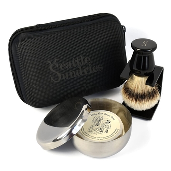 Silvertip Badger Shaving Brush Travel Shave Set for Men with Bay Rum Scented Tallow Shave Soap - Men's Shaving Kit Gift Set from