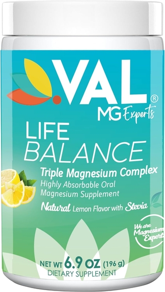 Triple Magnesium Complex, Anti-Stress Supplement Drink Powder, Vegan, Gluten Free and Non-GMO Magnesium Powder, Natural Lemon Flavor, Magnesium Glycinate, Taurate, Citrate, Vitamin B6, 6.9 oz