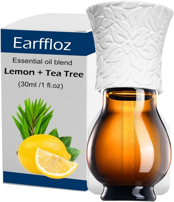 Odor Eliminating Plug-in Essential Oil Diffuser with Oil (Lemon+Tea Tree, 1 fl.oz), Natural Wall Plug Air Freshener Strong Room Scent Non-Toxic