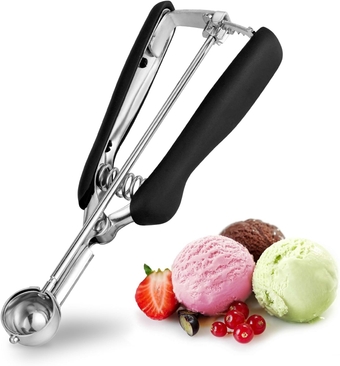 Extra Small Cookie Scoop 1 tsp, Professional Stainless Steel Mini Ice Cream Scoop 25 mm, Melon Baller Scoop Good Soft Grips, Quick Trigger Release