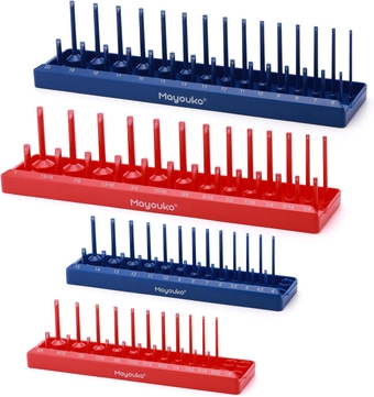 1/4" & 3/8"Drive SAE & Metric ABS Socket Oganizer Set, Deep & Shallow Socket Storage for Toolboxes, Stores 52 SAE sockets & 58 Metric Sockets, Socket Tray for Drawer