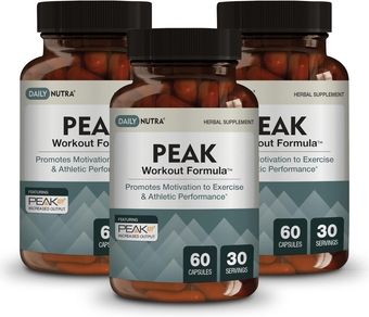 Peak Workout Formula - Improved Motivation and Exercise Output | Pre-Workout and Recovery Supplement Featuring ATP, Boswellia, & Ashwagandha (3-Pack)