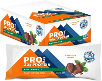 PROBAR - PROTEIN Bar, Mint Chocolate, Non-GMO, Gluten-Free, Healthy, Plant-Based Whole Food Ingredients, Natural Energy (12 Count)