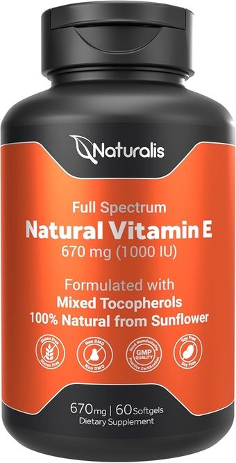 Sunflower Vitamin E 670mg (1000 IU) with Mixed Tocopherols | Essential Skin Vitamin & Immune Support | Non-GMO, Soy & Gluten Free | 60 Softgels