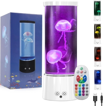 Jellyfish Lamp, Jellyfish Tank Table Lamp 17 Color Changing Aquarium Light with Remote Control for Adults Kids, Mood Light for Home Office Decor Christmas Gifts