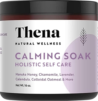 Thena Organic Calming Bath Therapy Ultra Gentle Formula with 10% Colloidal Oatmeal Manuka Honey Calendula Dead Sea Salt Natural Eczema Treatment for Dry Itchy Skin Babies Kids Adults