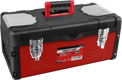 MAXPOWER Tool Box 17-inch, Mixtured Plastic Lid and Metal Small Tool Box with Removable Tray and Handle