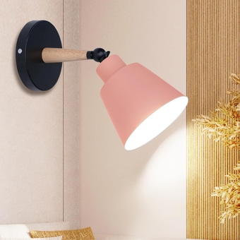 Wall Sconce Light Fixture 1 Light Nordic Pink Macaron Wall Lamp Colorful Modern Wall Light for Bedroom, Study, Attic