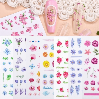 14 Sheets Nail Art Stickers Flower Nail Decal Rose Daisy Cherry Blossoms Designs 3D Self Adhesive Nail Stickers for Nail Art Accessories, Nail DIY Decoration Supplies for Women Girls
