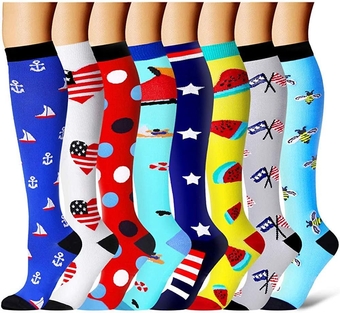8 Pairs Copper Compression Socks 15-20mmHg for Men & Women-Best Compression Socks for Men 20-30 mmHg Knee High for Running,Athletic,Medical,Pregnancy and Travel