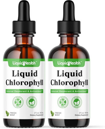 Liquid Chlorophyll Drops - Internal Deodorizer, Antioxidants, Liver Detox, Immune Support, Relieve Bad Breath, Reduce Appetite, Collagen for Hair & Skin Health - Vegan, Non-GMO (2 Pack)