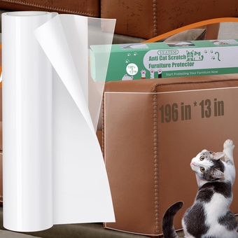 Thicken Anti Cat Scratch Furniture Protector,196"x13"Single-Sided Sticky Couch Cat Scratch Protector,Couch Couch Protector from Cat Claws,Transparency Cat Scratch Guards for Furniture