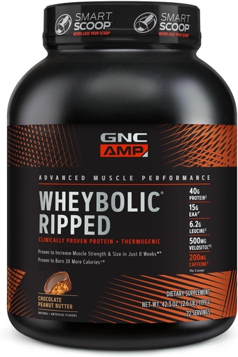 AMP Wheybolic Ripped | Targeted Muscle Building and Workout Support Formula | Pure Whey Protein Powder Isolate with BCAA | Gluten Free | 22 Servings | Chocolate Peanut Butter