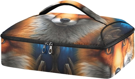 Beautiful Portrait Of A Fox Casserole Dish Carrier for Hot or Cold Food Storage,Insulated Casserole Carrying Case Perfect for Parties, Picnics and Camping; Fits 9” x 13”Baking Dishes473
