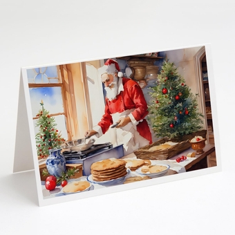 DAC3289GCA7P Cookies with Santa Claus Babbo Natale Greeting Cards Pack of 8 Blank Cards with Envelopes Whimsical A7 Size 5x7 Blank Note Cards