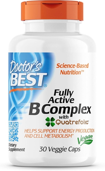 Best Fully Active B Complex, Non-GMO, Gluten & Soy Free, Vegan, Supports Energy Production, 30 Count