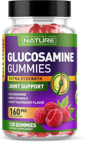 Glucosamine Gummies with Vitamin E - Advanced Joint Support Gummy Supplement, High Potency Antioxidant & Inflammatory Response, Comfort for Back, Knees, Hands, Non GMO, 120 Extended Delivery Gummies