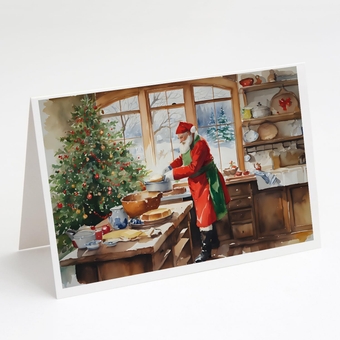 DAC3318GCA7P Cookies with Santa Claus Weihnachtsmann Greeting Cards Pack of 8 Blank Cards with Envelopes Whimsical A7 Size 5x7 Blank Note Cards