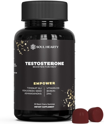 Men's Testosterone Booster - Optimized Performance for Building Strength, Muscle Growth, Stamina, Endurance, Drive, and Energy w/ Tongkat Ali, Fenugreek Seed, Ashwagandha, Boron, Zinc - 60 Gummies