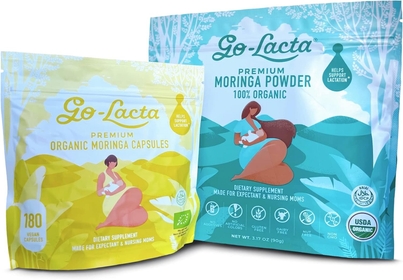 ® Organic Moringa Capsules and Moringa Powder Breastfeeding Bundle - 180 Capsules - Pure Premium Postnatal Vitamins for Breastfeeding Moms - Moringa Leaf Powder Organic Raw