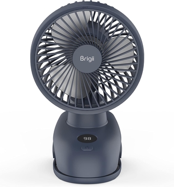 Desk&Clip Fan, 14H Long Battery Life, Battery Level Display, 5 INCH Small Fan, 4-Speed, Type-C Rechargeable-PF01(Blue)