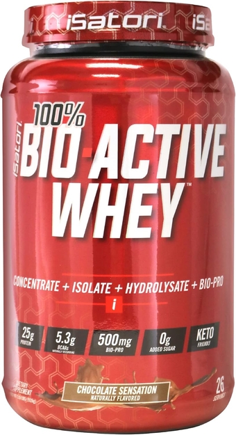 100% Bio-Active Whey Protein, Muscle Growth & Recovery with Whey Isolate, Hydrolysate, Concentrate, BCAAs & Colostrum Peptides, 25g of Protein Per Serving - Chocolate Sensation (26 Servings)