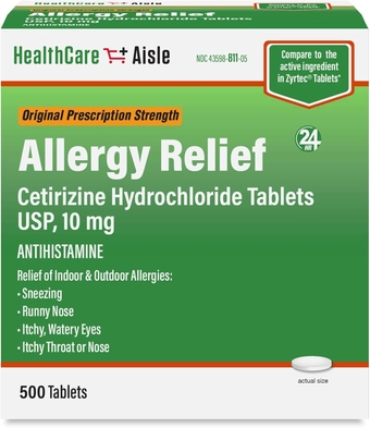 Allergy Relief - Cetirizine Hydrochloride Tablets USP, 10 mg – 500 Tablets – Original Prescription Strength Allergy Medication, 24-Hour Allergy Relief (Packaging May Vary)