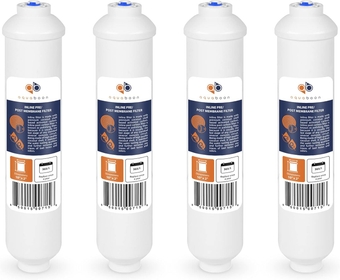 4-PACK Inline Water Filter for Refrigerator Ice Maker 1/4 inch Quick Connect Post Polishing/Activated Carbon Water Filter Replacement Cartridge Inline Reverse Osmosis Water Filter Under Sink