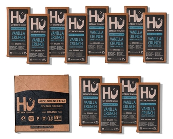 Chocolate Bars | 12 Pack Vanilla Crunch Chocolate | Natural Organic Vegan, Gluten Free, Paleo, Non GMO, Fair Trade Dark Chocolate | 2.1oz Each