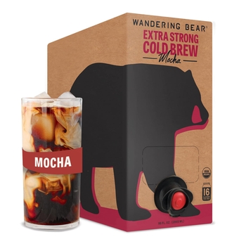 Organic Mocha Cold Brew Coffee On Tap, 96 fl oz - Extra Strong, Smooth, Unsweetened, Shelf-Stable, and Ready to Drink Iced Coffee, Cold Brewed Coffee, Cold Coffee