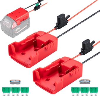 2 Pack Power Wheels Adaptor for Milwaukee M18 18v Dock Power Connector 12 Gauge Robotics