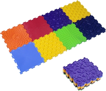 Sensory Floor Mats 8Pcs, Fun Rainbow Set of Sensory Mat Assorted Pattern Sensory Play Mats for Floor, Foot Massage Mats, Game Mats, Orthopedic Floor Mats, Rainbow Colors