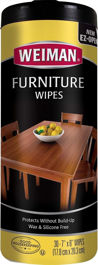 Wood Cleaner and Polish Wipes - Clean, Polish & Protect Wood Furniture, 30 Count