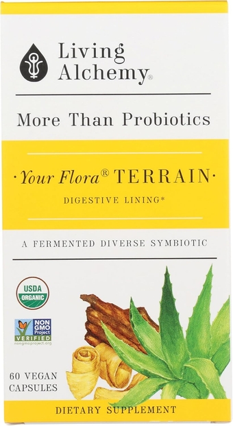 Your Flora® Probiotic Terrain 60 Vegan Capsules | 35 Fermented Strains For Leaky Gut And Digestive Lining | Whole Food Symbiotic With Probiotics, Postbiotics And Prebiotics | USDA Certified Organic, Non-GMO Project Verified