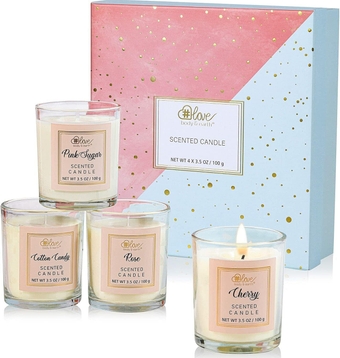 Scented Candles Gift Set for Women, Aromatherapy Candles Gifts for Women, 4x3.5oz Long Lasting Candles for Home Scented Bath Yoga, 100% Natural Soy Candles, Unique Mothers Day Gifts for Mom Birthday