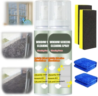 No-Disassembly Window Screen Foam Cleaner, Window Screen Cleaner Spray, Window Screen Cleaner for House Windows, Multipurpose Foam Cleaner (2pcs)