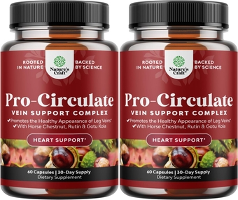 Vein Support Supplements Leg and Veins - Full Body Circulation Supplement for Spider & Varicose Veins and Improved Flow with Horse Chestnut Extract & Flavonoids - Vegan Non-GMO Mini Caps (2 Month)