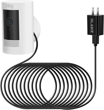 Indoor/Outdoor Power Adapter for Ring Stick Up Cam Battery/Plug-in, Weatherproof Cable(5m/16ft) to Continuously Charge Camera, No Need to Change Batteries, Black