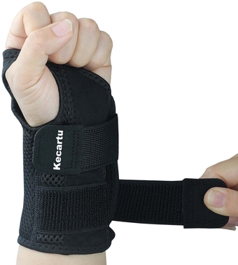 Wrist Brace for Carpal Tunnel Pain Relief, Wrist Support Splint for Women Men,Sprain, Repetitive Strain, Adjustable Hand Brace for Sleeping Fits Right Left Hand for Arthritis (Black, Left Hand, S/M)