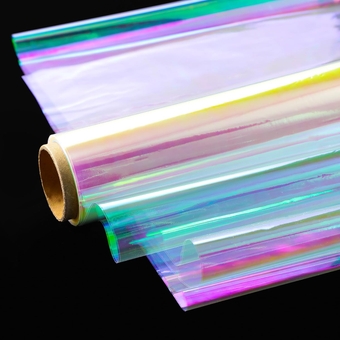 32" Iridescent Cellophane Wrap for Gift Baskets- Rainbow Wrapping Paper - Rainbow Film Roll for bags, Flower Bouquet, DIY, (32” x 50Ft)