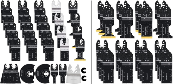 63PCS Oscillating Saw Blades, Professional Universal Titanium Multitool Blades for Wood Plastics Metal, Quick Release Multi Tool Blades Kits Fit Dewalt Ryobi Milwaukee Rockwell Fein Makita