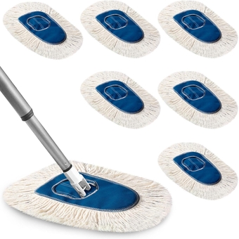 12 Pcs Mop Head Replacement Refill 6.3 x 9.5'' Dust Mop padsCotton Hardwood Floor Home Commercial Accessories, mop is Not Included