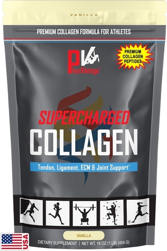 Supercharged Collagen Powder with Vitamin C + BCAAs Advanced Formula for Tendon, Ligament, Joint Health + Skin Quality - Best Hydrolyzed Collagen Peptides, 16oz Bag (Vanilla)