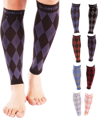Calf Compression Sleeves 20-30 mmHg Running, Cycling, and Travel, Argyle Design, Circulation Shin Splints Relief
