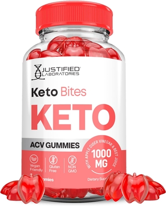 Justified Laboratories Keto Bites Keto ACV Gummies 1000MG Vegan Non GMO with Pomegranate Juice Beet Root B12 60 Gummys