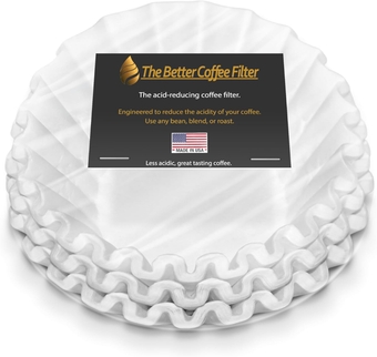 Low Acid Coffee Filter, 8-12 Cup Basket Coffee Filters for Drip Coffee, The Better Coffee Filter (104)